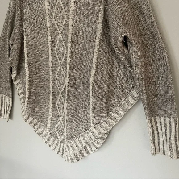 Maddison Boho Oversized Chunky Knit Turtleneck Sweater Cozychic Poncho - Picture 4 of 14